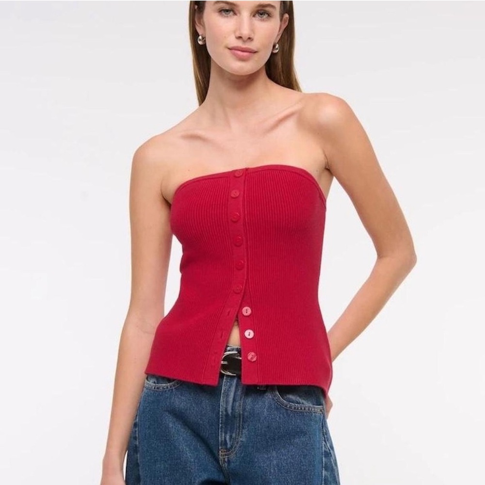 Abercrombie & Fitch Strapless Button-Down Top